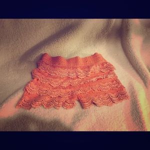 Ruffled, lace shorts.